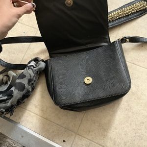 Studded faux leather crossbody bag
